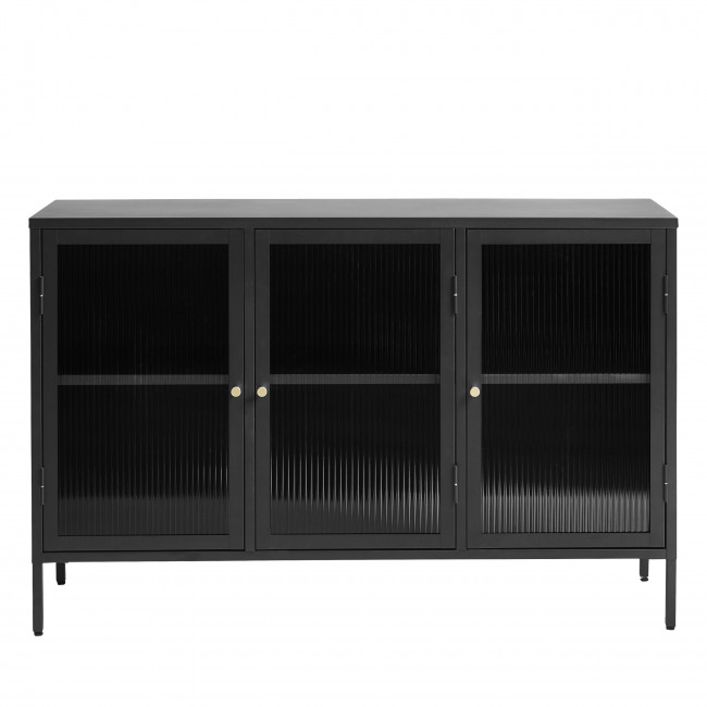 Bjorn - Buffet 3 portes en verre strié et métal L132cm