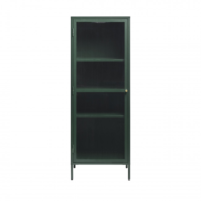 Bjorn - Colonne de rangement 1 porte en verre strié et métal H160cm