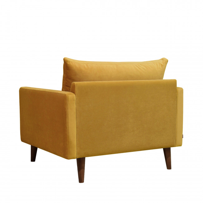 Villabon - Fauteuil en velours pieds bois foncé