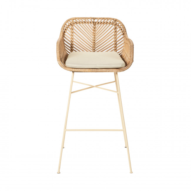 Nunuhai - Lot de 2 tabourets de bar en rotin pieds beige 76cm