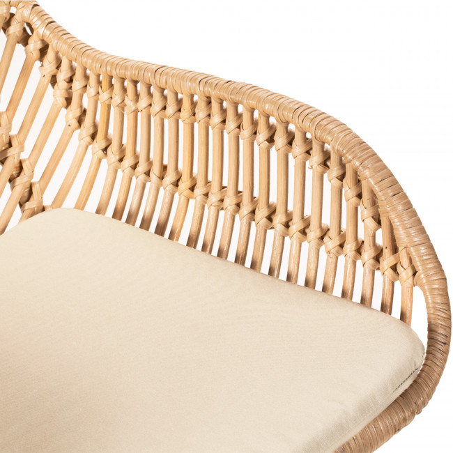 Nunuhai - Lot de 2 tabourets de bar en rotin pieds beige 76cm